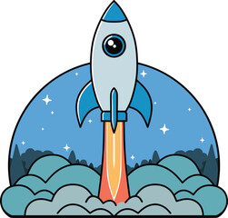 Rocket ship cartoon illustrations © Piko