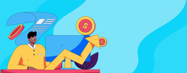 Internet financial management investment flat vector concept operation hand drawn illustration
