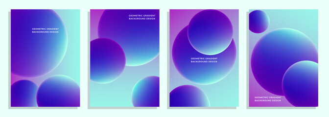 geometric circle gradient purple ball cover poster background design set