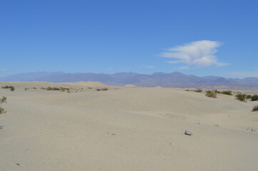 Death Valley in the summer with blue sky