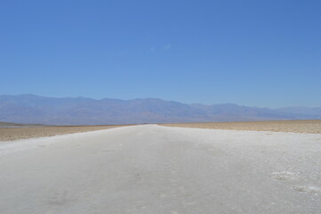 Salt lake in the summer with blue sky in Death Valley US