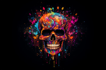 color skull on black background