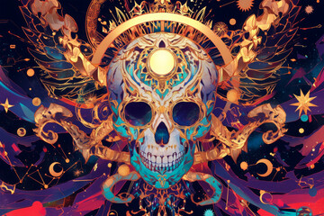 color skull on background