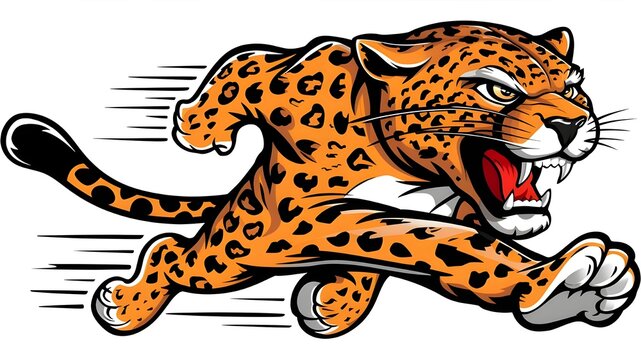 recommend clip art: leopard angry running vector illustration mascot design