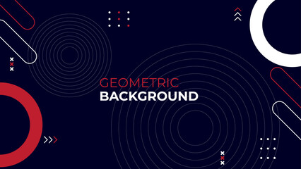 red white geometric shapes with dark blue background. great for banner, poster, presentation, cover, brochure.