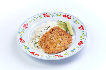 tasty dinner on the white background