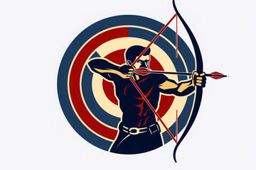 Colorful archery illustration with bow and arrow.