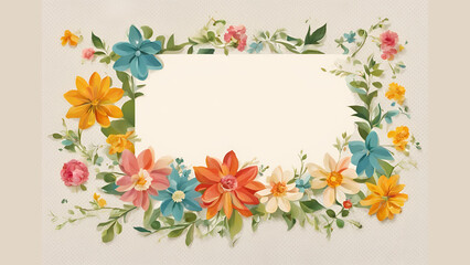 Greetings card illustration with beautiful floral decoration and copy space