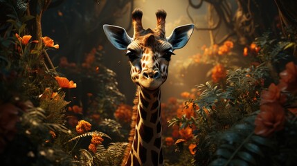 Giraffes in jungle