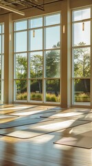 Calming Yoga Room with Scenic Mountain View