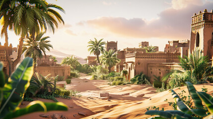 An ancient Arabic city with mud houses