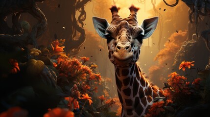 Giraffes in jungle