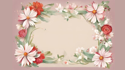 Greetings card illustration with beautiful floral decoration and copy space