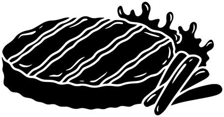 steak illustration food silhouette beef logo meat icon restaurant outline meal dinner roasted barbecue grilled plate salad barbeque grill shape dish sauce vegetable for vector graphic background