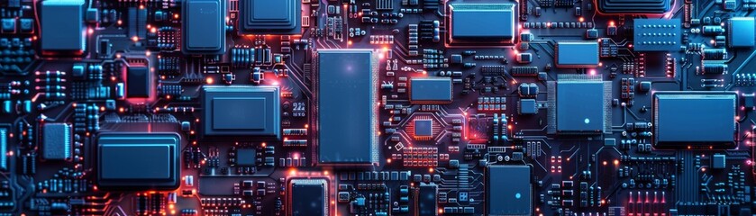 Microchip: A top view of a complex microchip circuit