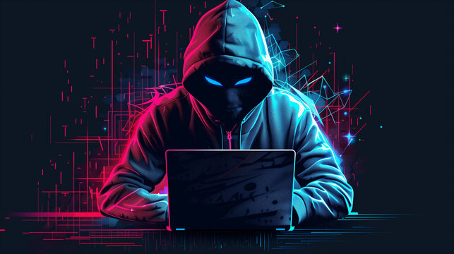 Hacker isolated on transparent background.