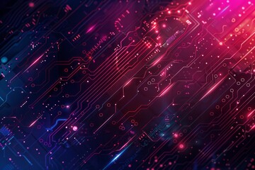 Obraz premium Data technology, CPU background platinum elements, pink neon illustration