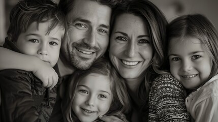 Obraz premium Black and White Portrait of a Family