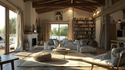 Living Room With Fireplace and Furniture
