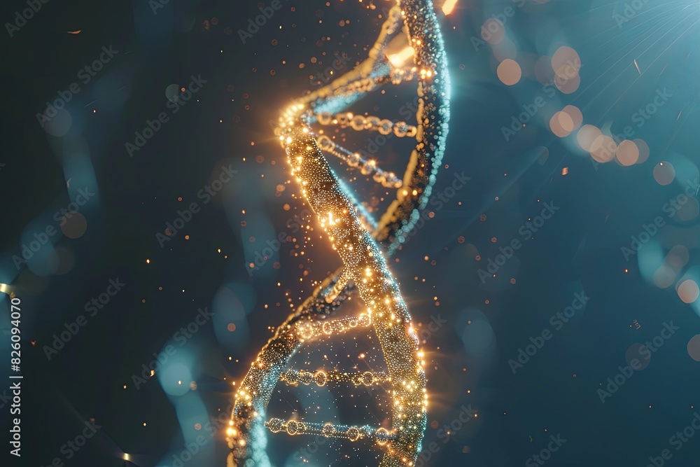 Poster 3d rendering of a double-stranded strand of lights, resembling a simplified genetic dna helix struct