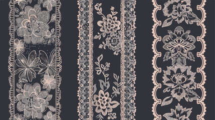 Lace borders. Vertical vector seamless lace patterns