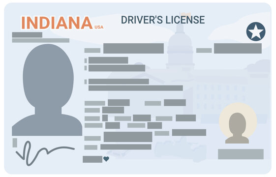 Driver's license from the US state of Indiana in flat design style (cut out)