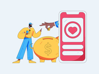 Internet financial management investment flat vector concept operation hand drawn illustration
