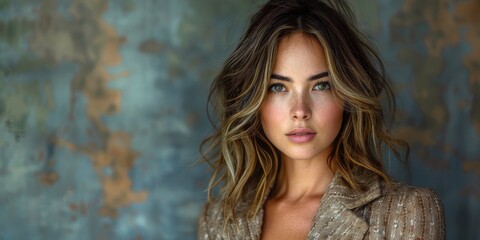 Fototapeta premium Woman Portrait with Glitter and Bokeh Effect, Ethereal and Beautiful, featuring Fashion Model