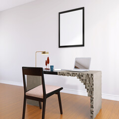 Living Room Interior Mockup of a Wall Poster Frame with Modern Design 