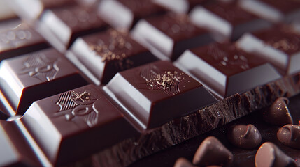 Dark chocolate bar with fine texture details