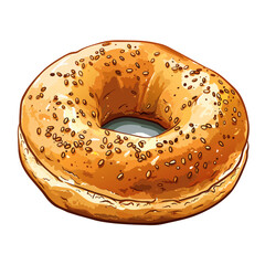 Simple cartoon-style illustration of a bagel, vector