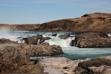 Landschaftsbild auf Island, Wasserfall am Urridafoss
