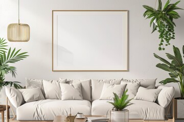 White Couch and Plants in Living Room