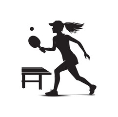 table tennis player pose Silhouette illustration vector