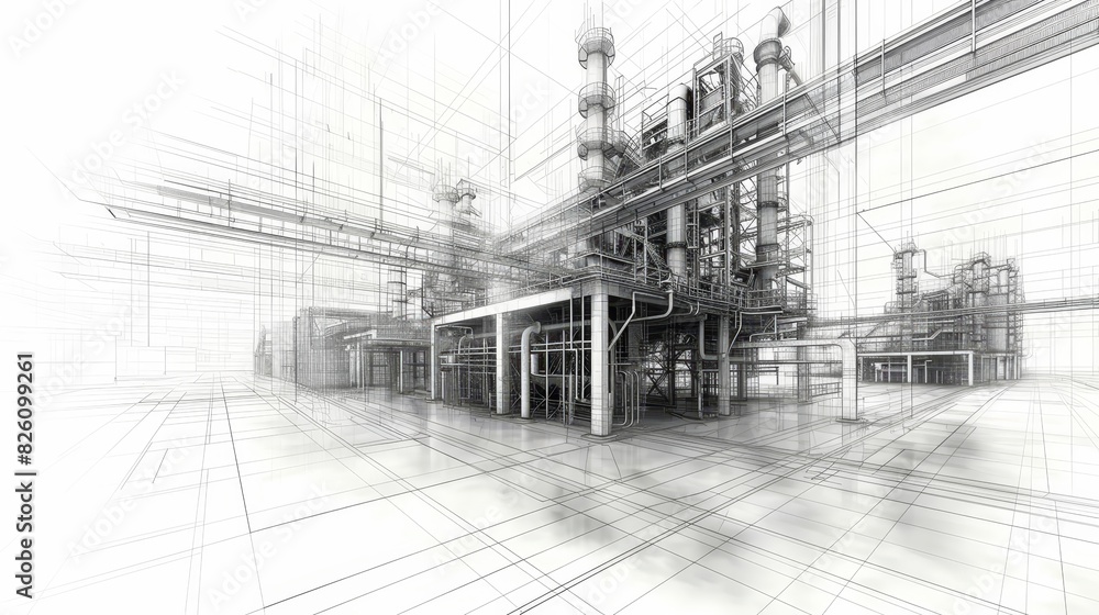 Poster engineering architecture wireframe: a 3d illustration showcasing wireframe models of building