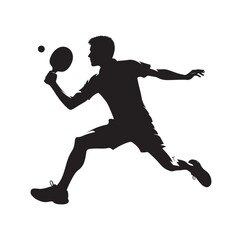 table tennis player pose Silhouette illustration vector