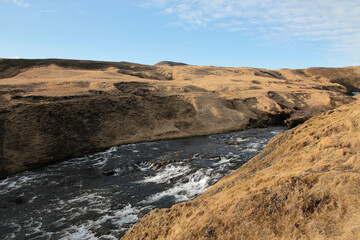 Island, Wasserfall am Verlauf des Skogafoss