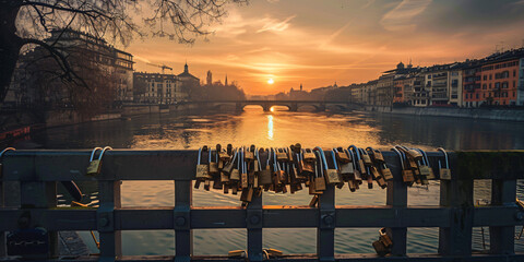 love bridge with sun background