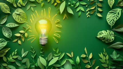 Light Bulb Surrounded by Green Leaves