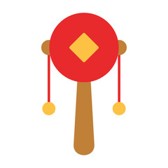 Chinese New Year Rattle Drum Icon With Flat Design Style
