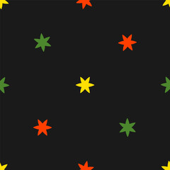 Seamless pattern with colorful stars and black background