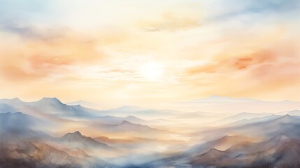 Image of a beautiful watercolor painting of a mountain landscape