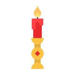 Chinese New Year Candle Holder Icon With Flat Design Style