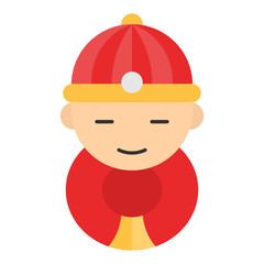 Chinese New Year Man Avatar Icon With Flat Design Style