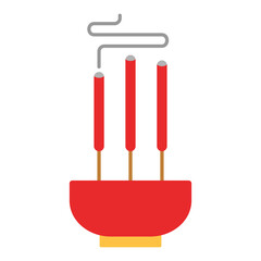 Chinese New Year Incense Sticks Icon With Flat Design Style