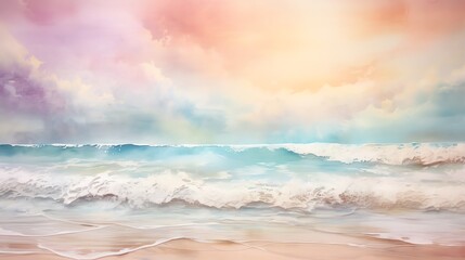 Image of a beautiful watercolor painting of a beach scene
