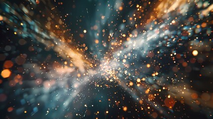 A dynamic shot of particles in an abstract background, with a freeze frame effect that captures the...