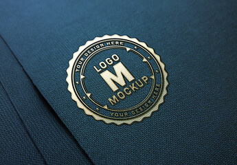 Gold Logo Mockup on Fabric Surface