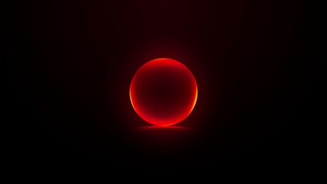 red glowing ball on a black background, circle light music sound animation