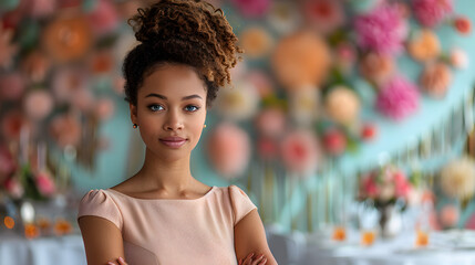 portrait of black woman at birthday party
